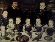 unknow artist Lord Cobham with his wife and her sister Jane and their six Children painted in 1567 Spain oil painting artist